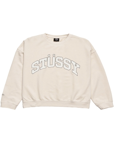 White Women's Stussy Scholarship BF Crew Sweaters | CA0000850