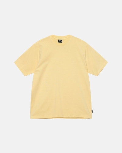 Yellow Men's Stussy Heavyweight Pigment Dyed Crew T Shirts | CA0000203