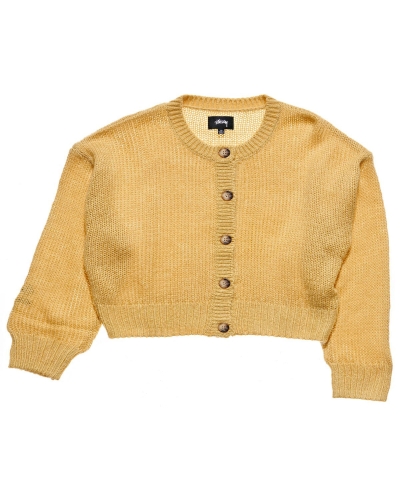 Yellow Women's Stussy Mable Button Up Cardy Sweaters | CA0000844